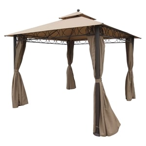 Pemberly Row Square Gazebo with Drapes in Khaki