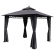 Pemberly Row Square Gazebo with Drapes in Khaki