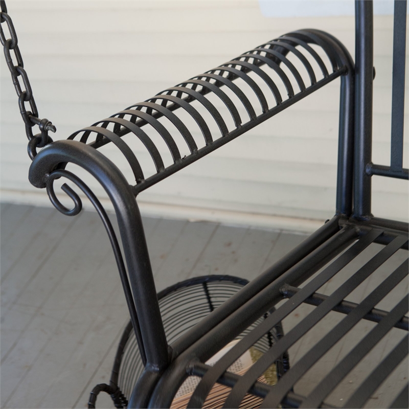 Pemberly Row Iron Patio Porch Swing in Black