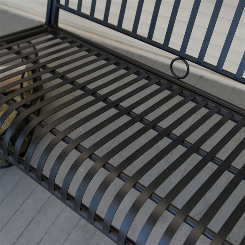 Pemberly Row Iron Patio Porch Swing in Black