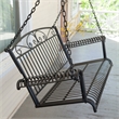 Pemberly Row Iron Patio Porch Swing in Black