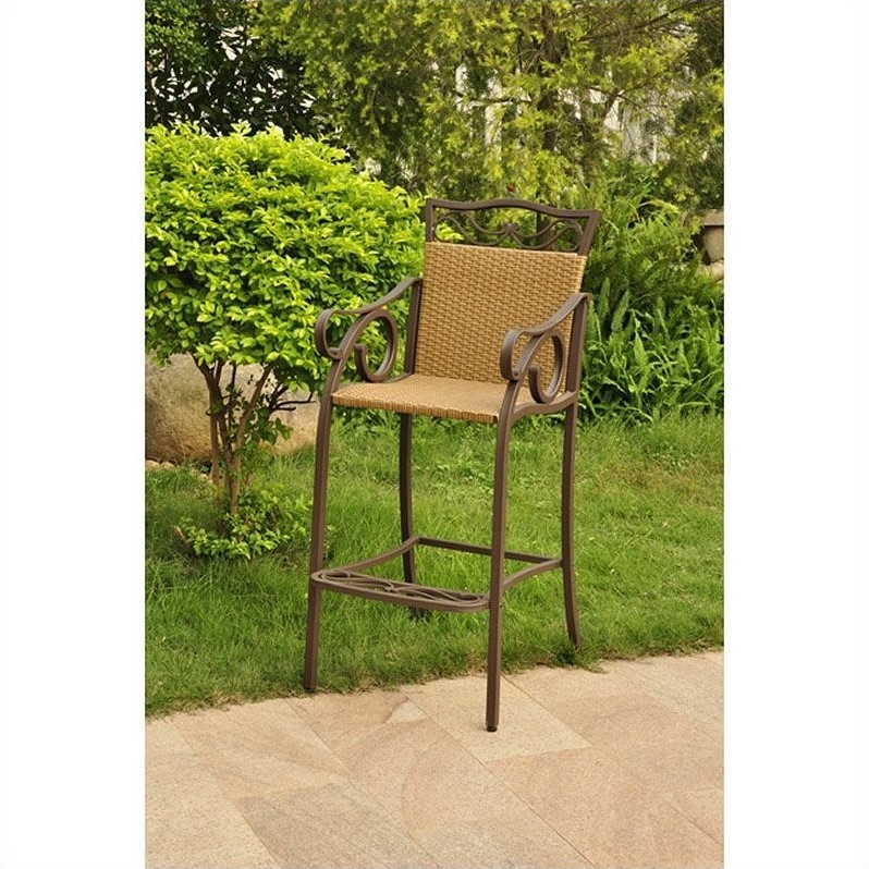 Pemberly Row Patio Bar Stool in Honey (Set of 2)