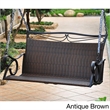 Pemberly Row Patio Loveseat Swing in Antique Brown