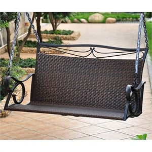 Pemberly Row Patio Loveseat Swing in Chocolate