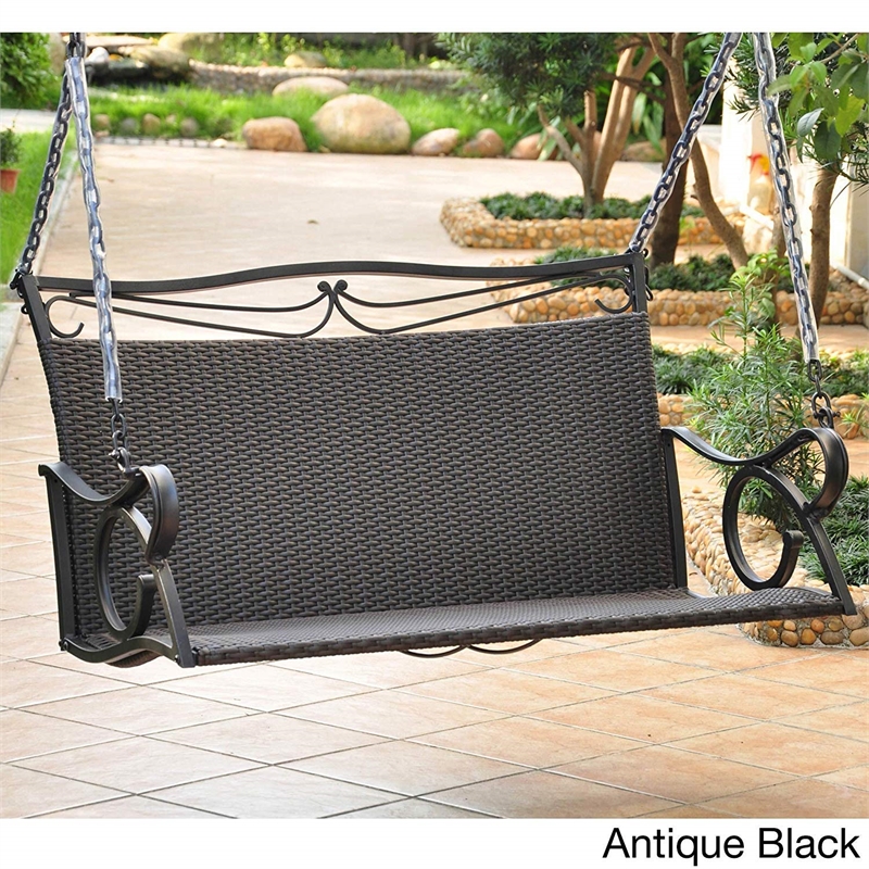 Pemberly Row Patio Loveseat Swing in Chocolate