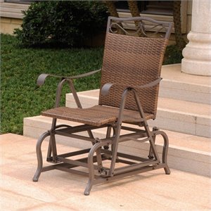 pemberly row resin wicker patio glider in brown
