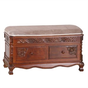 pemberly row 2 drawer storage bench in walnut stain