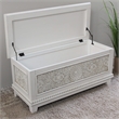 Pemberly Row Hardwood Carved Storage Trunk Bench in Antique White