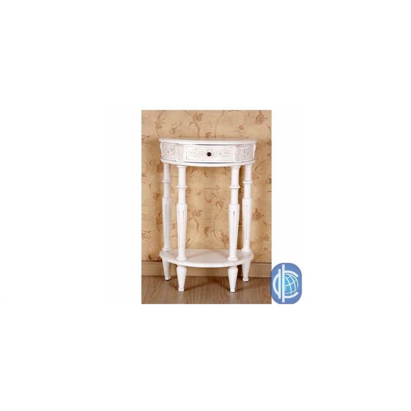 Pemberly Row Half Moon Console Table in Antique White