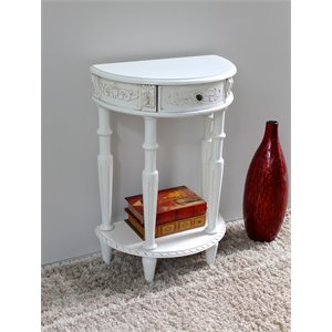 pemberly row half moon console table in antique white