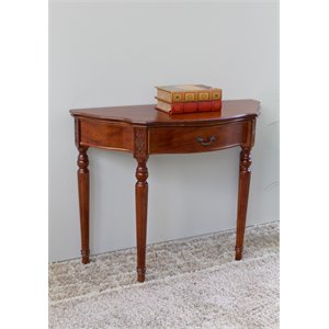 pemberly row half moon console table in walnut stain