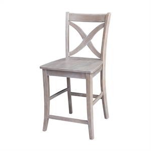 Pemberly Row Cosmo 24&quot Counter Stool in Weathered Gray