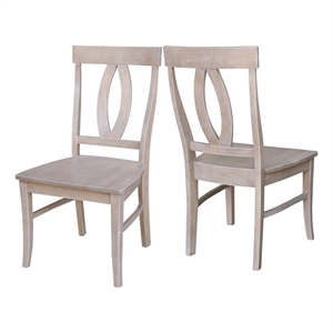 Pemberly Row 18&quot Farmhouse Wood Dining Chair in Washed Gray (Set of 2)