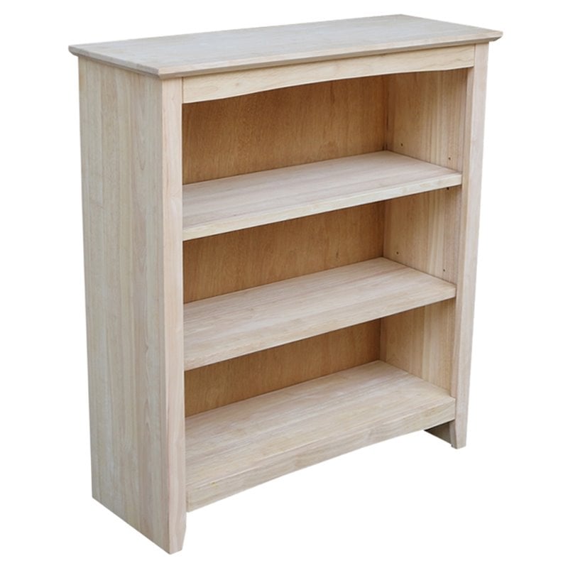 Pemberly Row Unfinished Solid Wood 36 Shaker 3 Shelf Bookcase With Two   1802759 L 