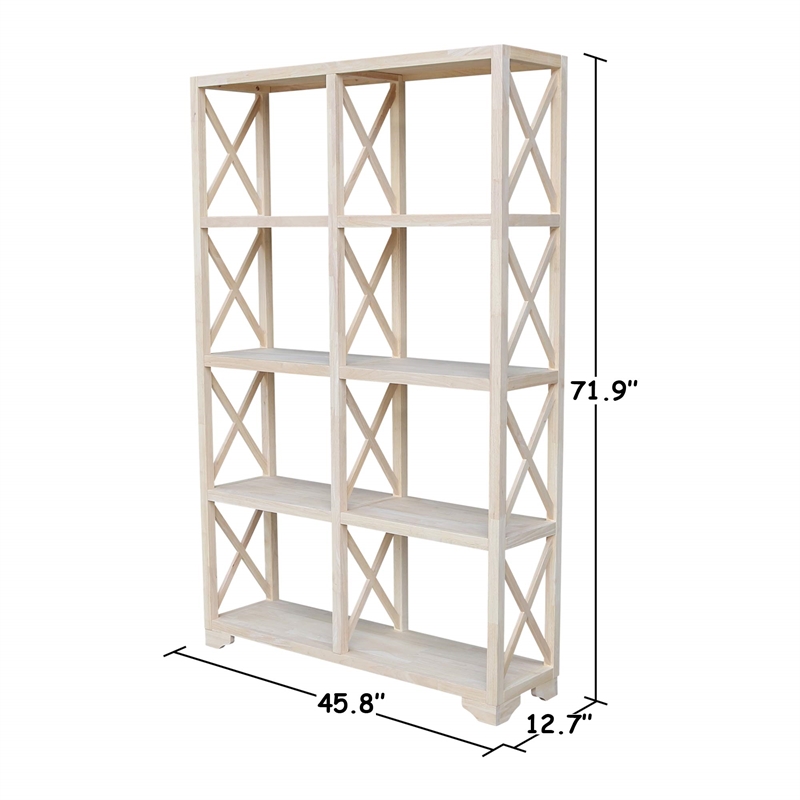 Pemberly Row Unfinished 4-Tier 'X' Sided Double Shelf Unit