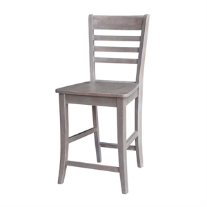 Pemberly Row Ladderback 24&quot Counter Stool in Weathered Gray