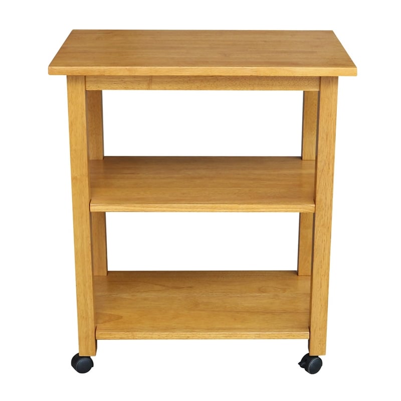 Pemberly Row Microwave Cart in Medium Oak