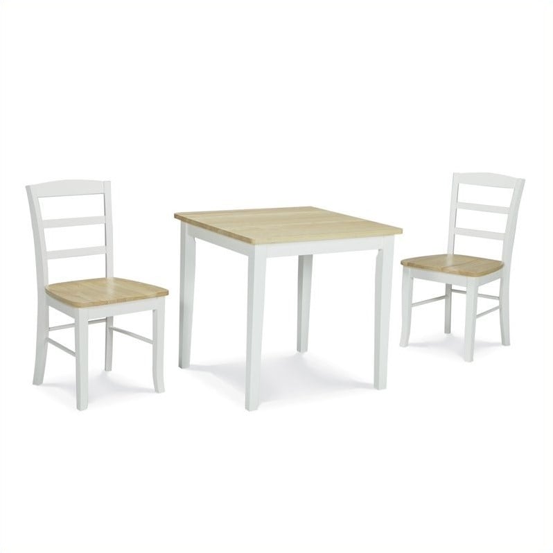 Pemberly Row Square Casual Dining Table in White and Natural