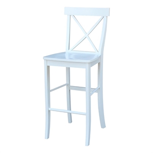 Pemberly Row 30&quot Solid Hardwood X-Back Bar Height Stool in White