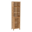 Pemberly Row Tall Bamboo Cabinet w/ 6-Shelf Tower & Door in Natural Brown