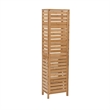 Pemberly Row Tall Bamboo Cabinet w/ 6-Shelf Tower & Door in Natural Brown