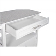 Pemberly Row Transitional Wood Kitchen Cart with Granite Top in White