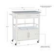 Pemberly Row Transitional Wood Kitchen Cart with Granite Top in White