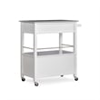 Pemberly Row Transitional Wood Kitchen Cart with Granite Top in White