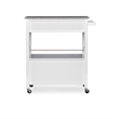 Pemberly Row Transitional Wood Kitchen Cart with Granite Top in White