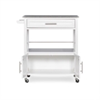 Pemberly Row Transitional Wood Kitchen Cart with Granite Top in White