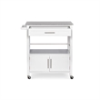 Pemberly Row Transitional Wood Kitchen Cart with Granite Top in White