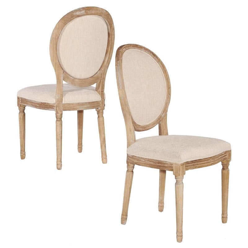 Pemberly Row Oval Back Dining Side Chair In Linen Set Of 2 Pr 1557417