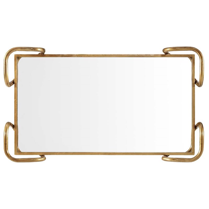 Pemberly Row Mid-Century Mirrored Bar Cart in Gold