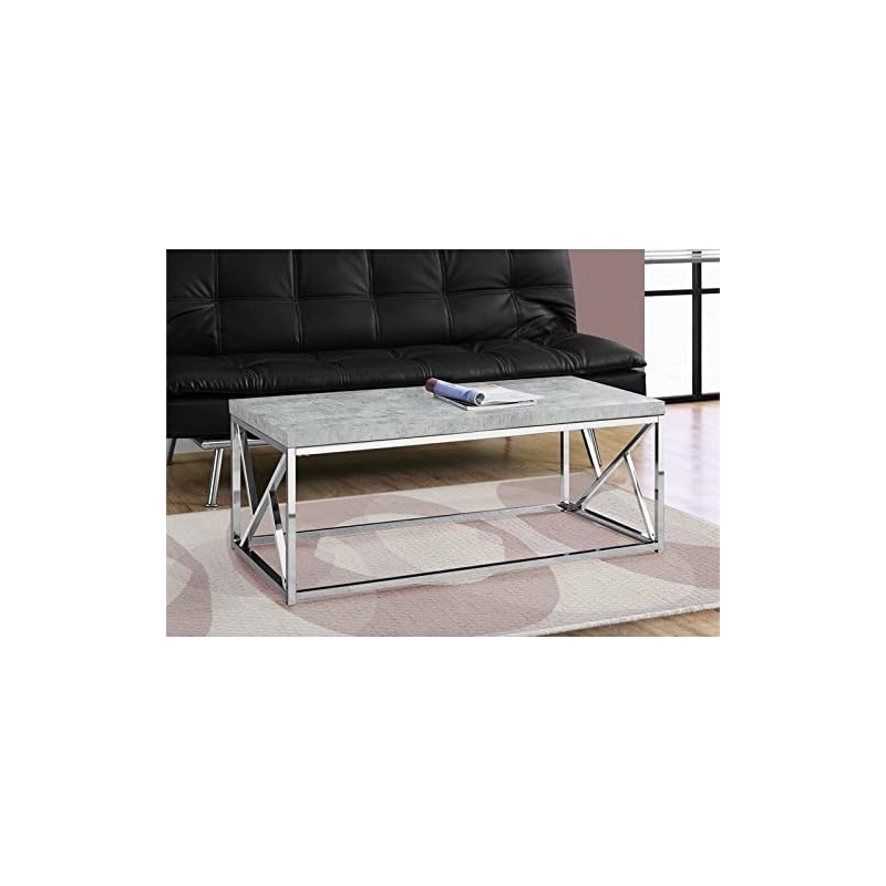 Pemberly Row Coffee Table in Gray Cement and Chrome