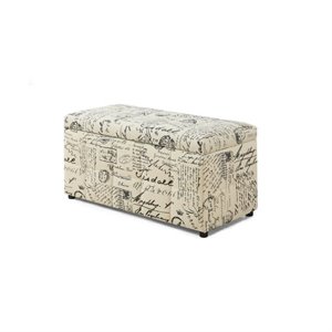 pemberly row vintage french print storage ottoman in beige