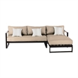 Pemberly Row Olefin Fabric/Metal Aluminum Outdoor Sectional in Beige/Bronze