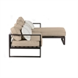 Pemberly Row Olefin Fabric/Metal Aluminum Outdoor Sectional in Beige/Bronze