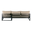 Pemberly Row Olefin Fabric/Metal Aluminum Outdoor Sectional in Beige/Bronze
