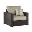 Pemberly Row Wicker Patio Arm Chair in Brown