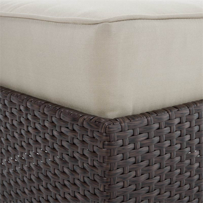 Pemberly Row Traditional Wicker / Rattan Patio Ottoman in Brown