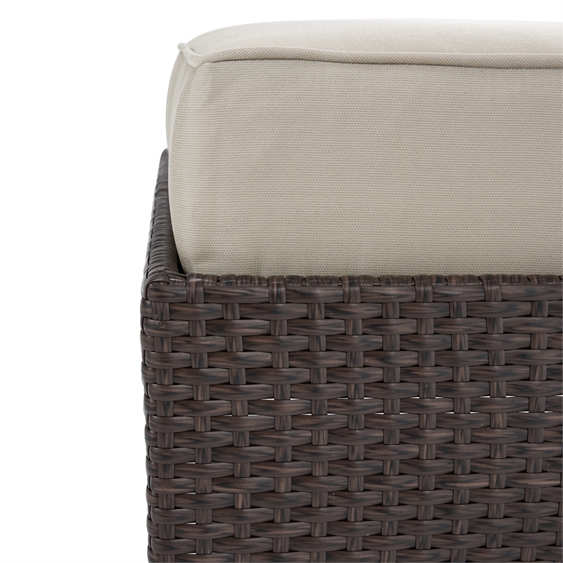 Pemberly Row Traditional Wicker / Rattan Patio Ottoman in Brown