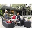 Pemberly Row Wicker Patio Sofa with Cushions in Brown