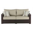 Pemberly Row Wicker Patio Sofa with Cushions in Brown