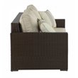 Pemberly Row Wicker Patio Sofa with Cushions in Brown