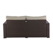 Pemberly Row Wicker Patio Sofa with Cushions in Brown