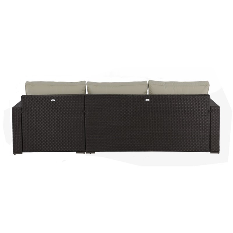 Pemberly Row Wicker Patio Storage Sectional with Cushions in Brown