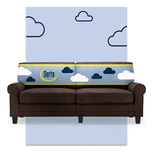 Pemberly Row 78&quot Polyester Fabric Upholstered Sofa in Rye Brown