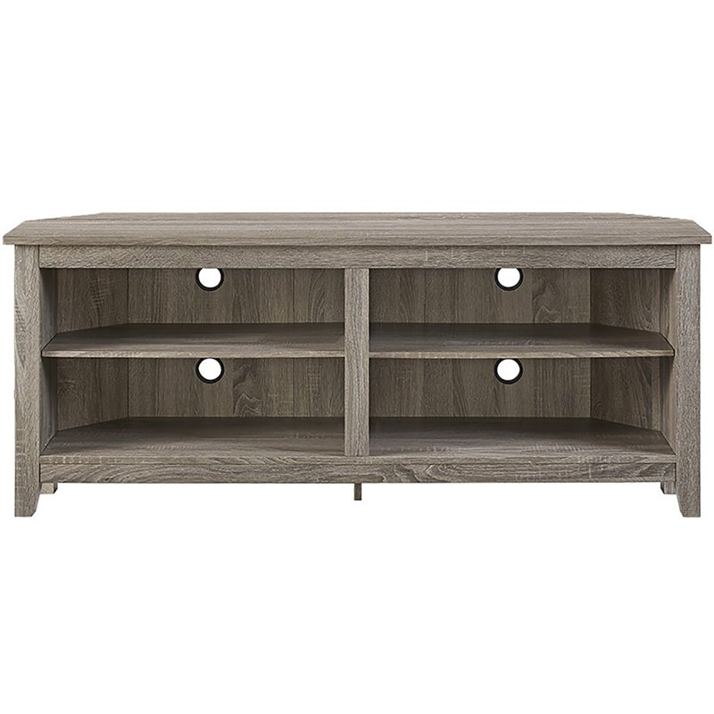 Pemberly Row Modern Wood Corner TV Stand for TVs up to 58