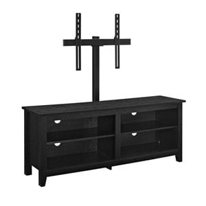 Pemberly Row 58&quot Wood TV Stand With Mount in Black
