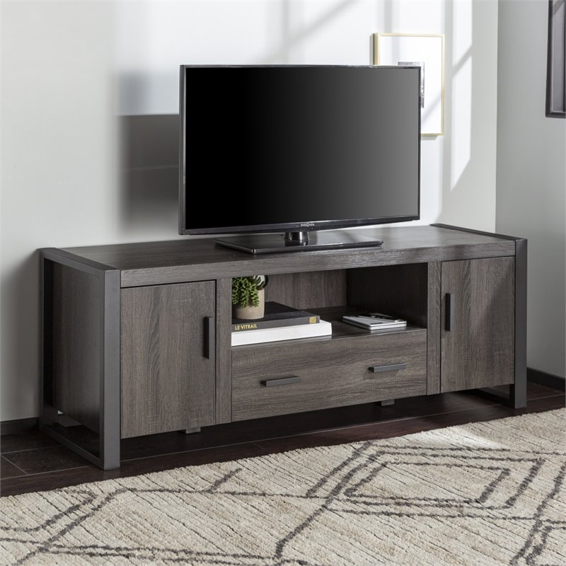 Pemberly Row 60 Charcoal Grey Wood TV Stand
